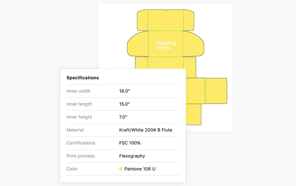 Box dieline and specifications